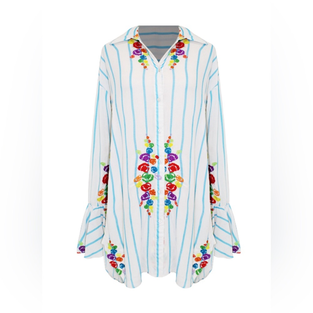 All Things Mochi hand embroidered Sheryl button up dress